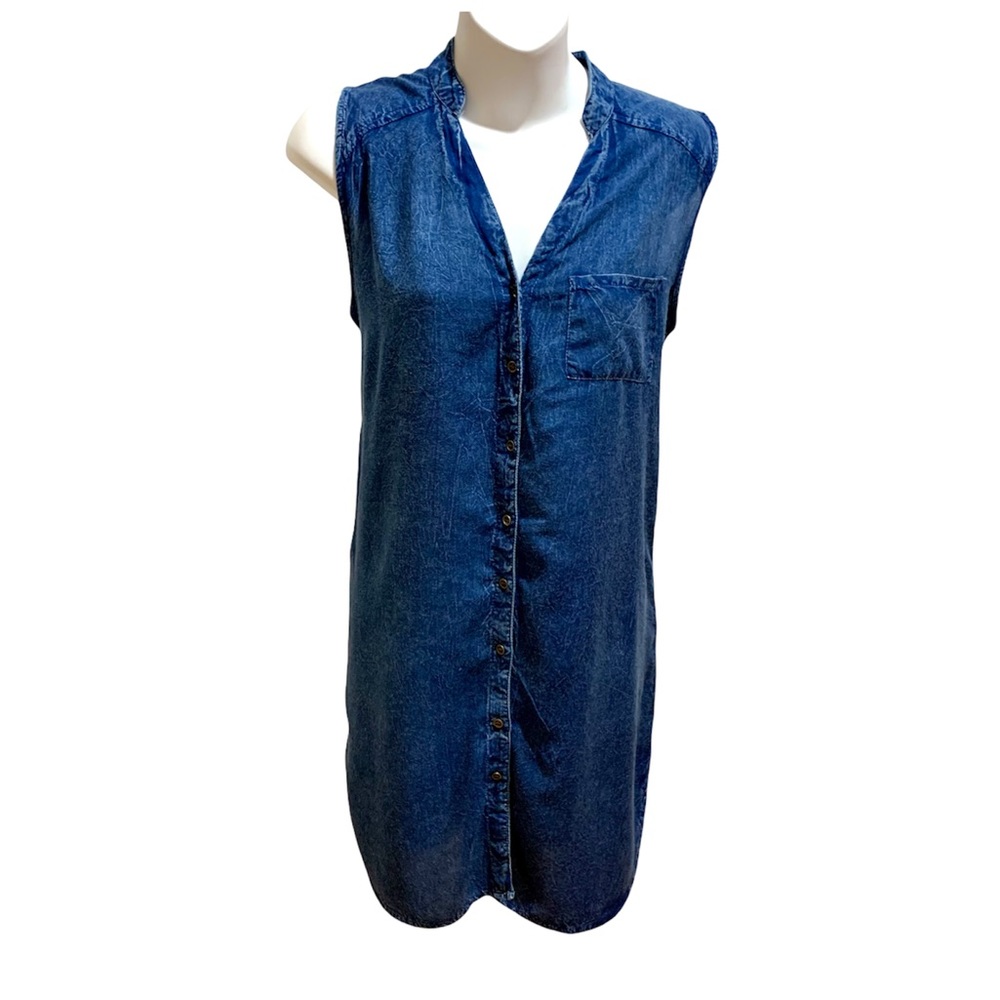 Chambray Denim Mini Dress by Ace Fashion. Button down. Lightweight Size S